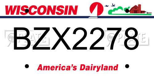 BZX2278 Wisconsin License Plate