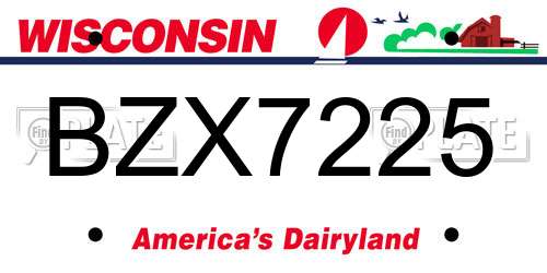 BZX7225 Wisconsin License Plate