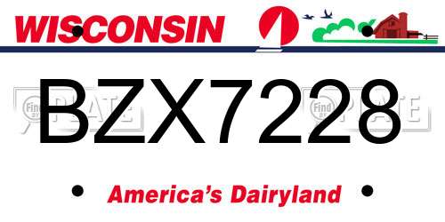 BZX7228 Wisconsin License Plate