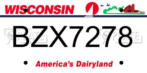 BZX7278 Wisconsin License Plate