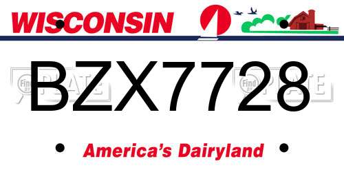 BZX7728 Wisconsin License Plate