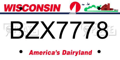 BZX7778 Wisconsin License Plate