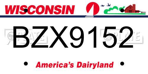 BZX9152 Wisconsin License Plate