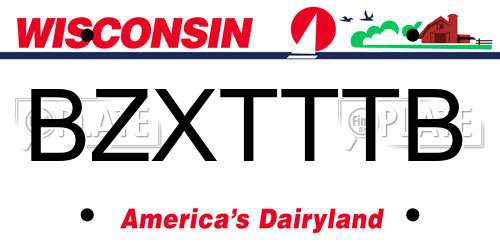 BZXTTTB Wisconsin License Plate