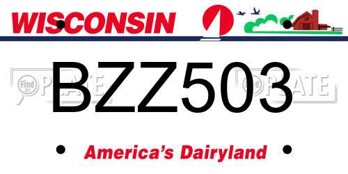 BZZ503 Wisconsin License Plate
