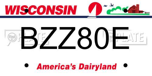 BZZ80E Wisconsin License Plate
