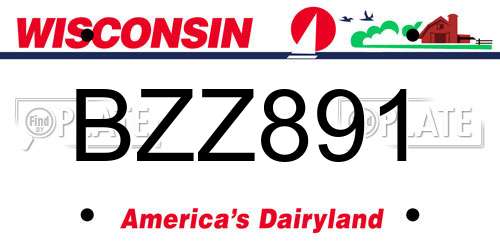 BZZ891 Wisconsin License Plate