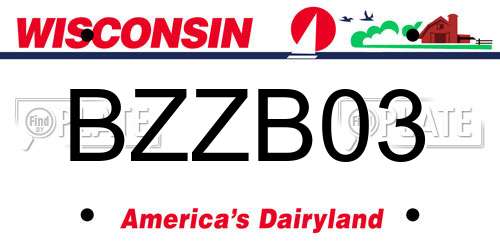BZZB03 Wisconsin License Plate