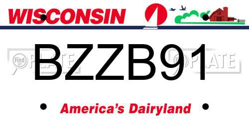 BZZB91 Wisconsin License Plate
