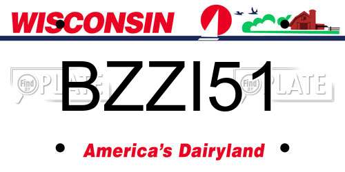 BZZI51 Wisconsin License Plate