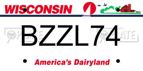 BZZL74 Wisconsin License Plate