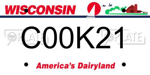 C00K21 Wisconsin License Plate