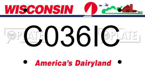 C036IC Wisconsin License Plate