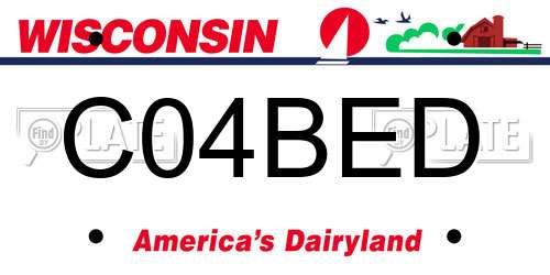 C04BED Wisconsin License Plate