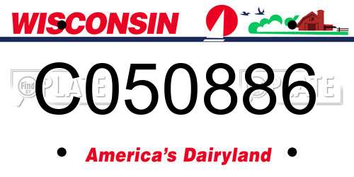 C050886 Wisconsin License Plate