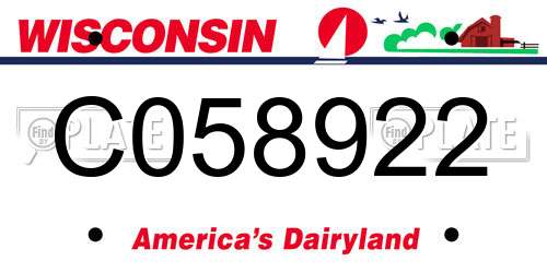 C058922 Wisconsin License Plate