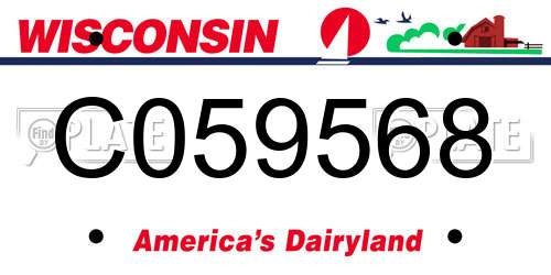 C059568 Wisconsin License Plate