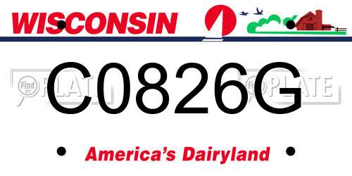 C0826G Wisconsin License Plate