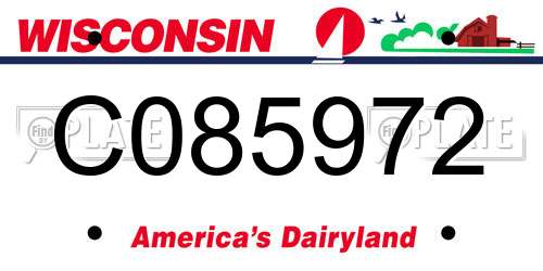C085972 Wisconsin License Plate