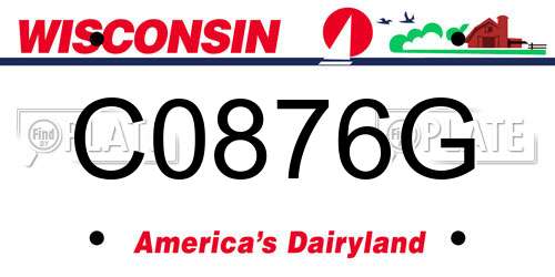 C0876G Wisconsin License Plate