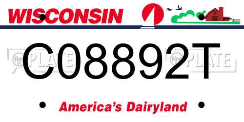 C08892T Wisconsin License Plate