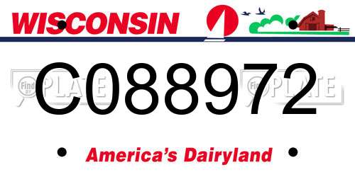 C088972 Wisconsin License Plate