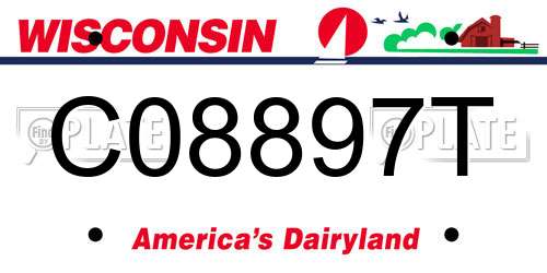 C08897T Wisconsin License Plate