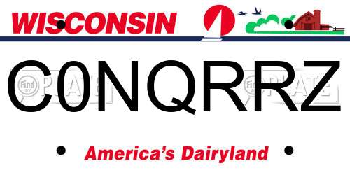 C0NQRRZ Wisconsin License Plate