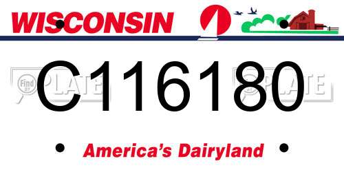C116180 Wisconsin License Plate