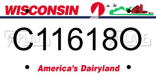 C11618O Wisconsin License Plate