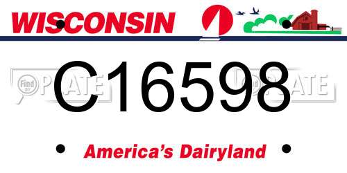 C16598 Wisconsin License Plate