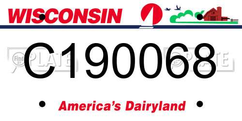 C190068 Wisconsin License Plate
