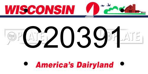C20391 Wisconsin License Plate