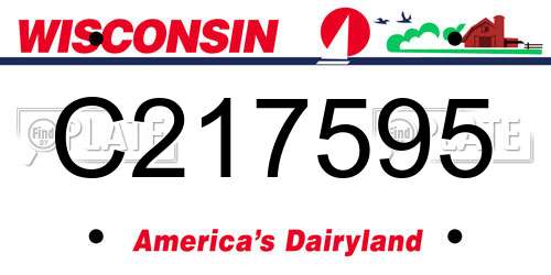 C217595 Wisconsin License Plate