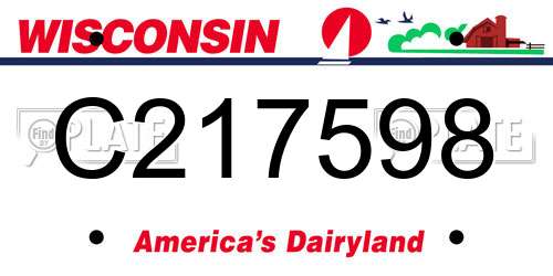 C217598 Wisconsin License Plate