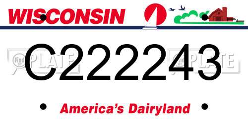 C222243 Wisconsin License Plate