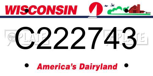 C222743 Wisconsin License Plate