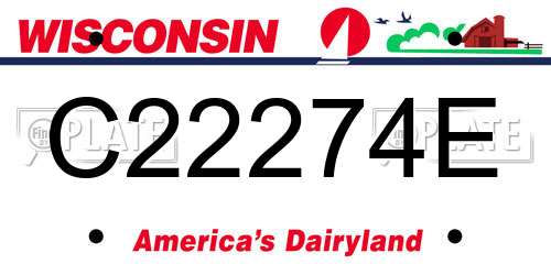 C22274E Wisconsin License Plate