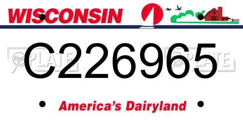 C226965 Wisconsin License Plate
