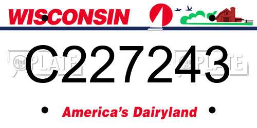 C227243 Wisconsin License Plate