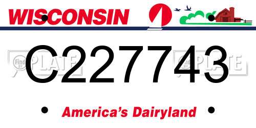 C227743 Wisconsin License Plate