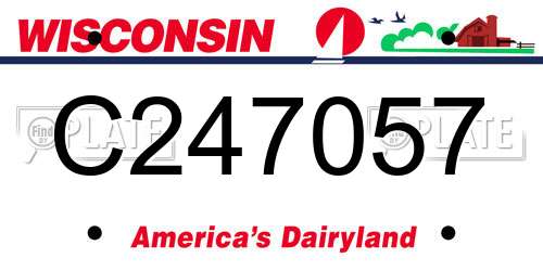 C247057 Wisconsin License Plate
