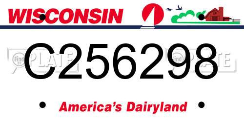 C256298 Wisconsin License Plate
