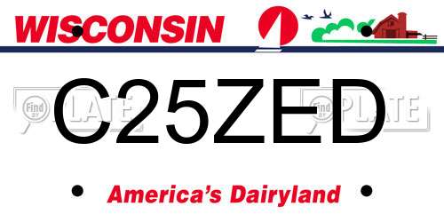 C25ZED Wisconsin License Plate