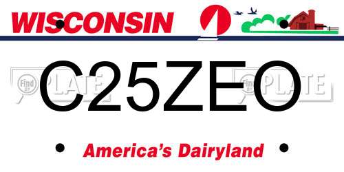 C25ZEO Wisconsin License Plate