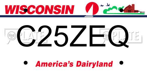C25ZEQ Wisconsin License Plate