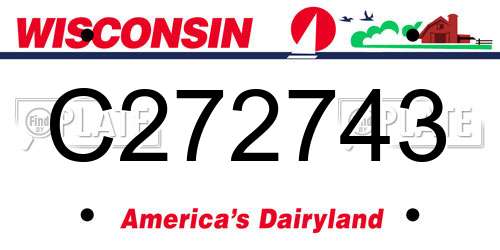 C272743 Wisconsin License Plate