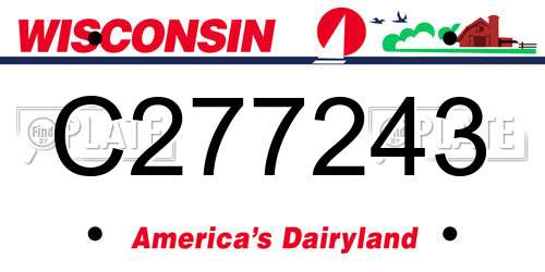 C277243 Wisconsin License Plate