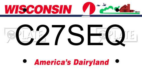 C27SEQ Wisconsin License Plate