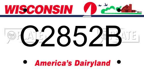 C2852B Wisconsin License Plate